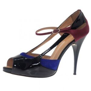 Giuseppe Zanotti Black Burgundy blue Shoes Peep toe Pumps Sz 9 ~39 high Heels